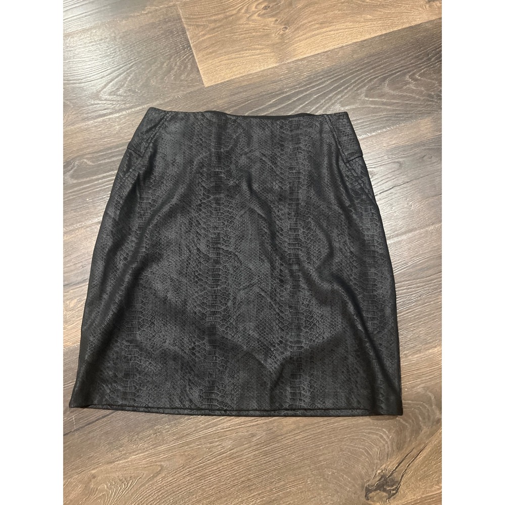 Apt. 9 Womens Black Snakeskin Embossed Mini Skirt Size Medium Faux Leather Look
